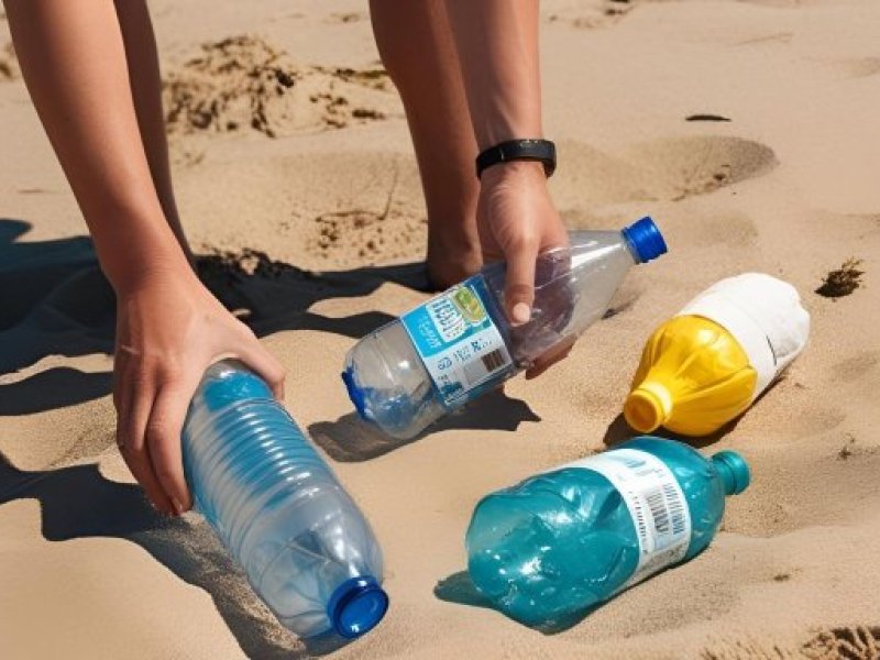 plastic bottles on beach